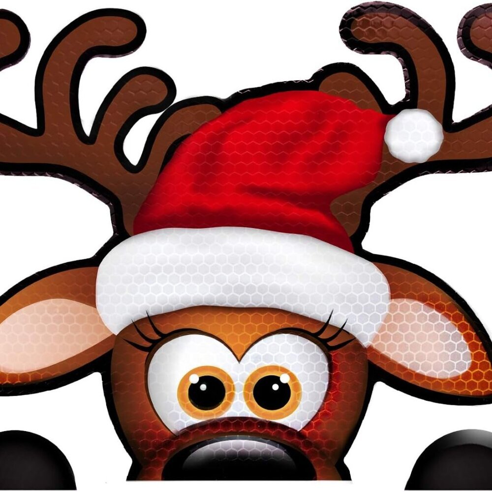 Jumbo Reflective Magnetic Santa's Helper Reindeer Face Car Decorations Kit - Fun